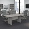 Bush Business Furniture 72W X 36D Boat Shaped Conference Table With Wood Base, Platinum Gray (99TB7236PG)