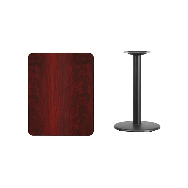 Flash Furniture 24''x30'' Rectangular Laminate Table Top, Mahogany W/18'' Round Table-Height Base - Image 2