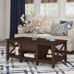 Bush Furniture Key West 47" X 24" Coffee Table With Storage, Bing Cherry (KWT148BC-03)
