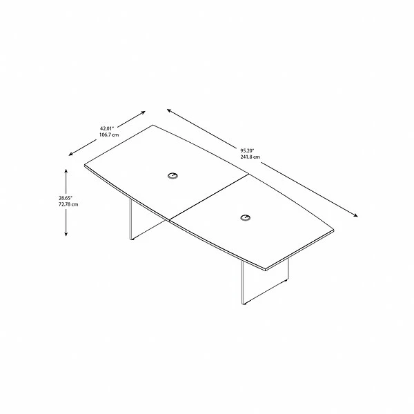Bush Business Furniture 96W X 42D Boat Shaped Conference Table With Wood Base, Hansen Cherry (99TB9642HCK) - Image 3