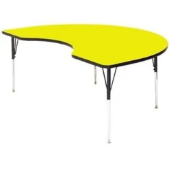 Correll® 48"D X 72"L Kidney Shaped Heavy Duty Activity Table; Yellow High Pressure Laminate Top