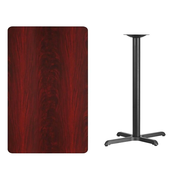Flash Furniture 30''x48'' Rectangular Laminate Table Top, Mahogany W/22''x30'' Bar-Height Table Base - Image 2