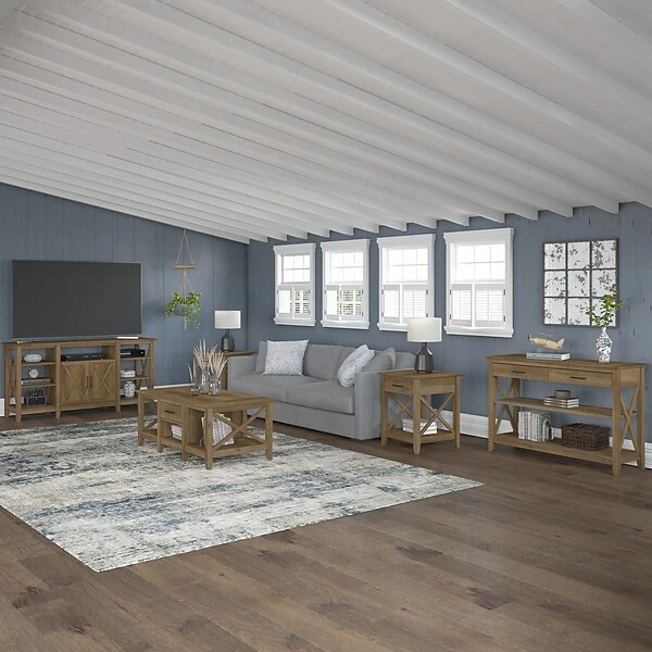 Bush Furniture Key West 47" X 16" Console Table With Drawers And Shelves, Reclaimed Pine (KWT248RCP-03) - Image 5