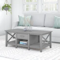 Bush Furniture Key West 47" X 24" Coffee Table, Cape Cod Gray (KWT148CG-03)