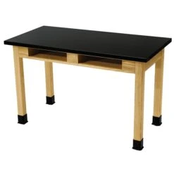 National Public Seating Chemical Resistant Series Wood Science Table, 24" X 48", Black/Ashwood (SLT1-2448CB)