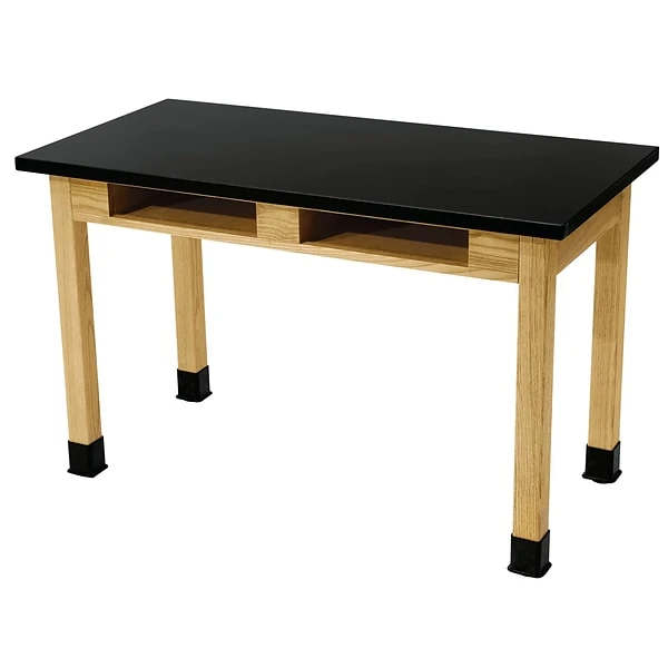 National Public Seating Chemical Resistant Series Wood Science Table, 24" X 48", Black/Ashwood (SLT1-2448CB)
