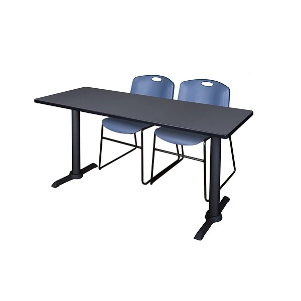 Regency 60" Metal & Wood Cain Training Table With Zeng Stack Chairs, Blue (MTRCT6024GY44BE)