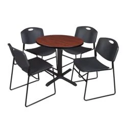 Regency 30-inch Round Laminate Table With 4 Chairs, Black (TB30RNDCH44BK)