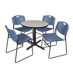 Regency 30-inch Round Table With 4 Chairs, Blue (TB30RNDPL44BE)