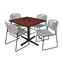 Regency 36-inch Square Laminate Table With 4 Chairs, Gray (TB3636CH44GY)