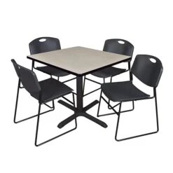 Regency 36-inch Square Laminate Table With 4 Chairs, Black (TB3636PL44BK)