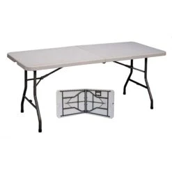 Correll® 30"D X 72"L Plastic Fold In Half Table; Gray Granite Top