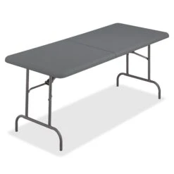 Iceberg IndestrucTable TOO Bifold Table, Rectangle Top, 60"Table Top L X 30"Table Top W X 2"Table Top Thickness, 29"H, Charcoal