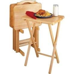 Winsome 25.98" X 19.05" X 14.56" Solid Wood Rectangular TV Table Set, Natural, 5 Pieces