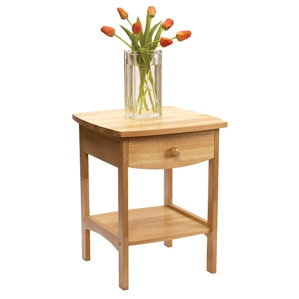 Winsome 22" X 18" X 18" Solid/Composite Wood Curved End Table/Night Stand, Natural