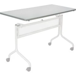 Impromptu® Mobile Training Table, Half Round Top - 48 X 24" Gray