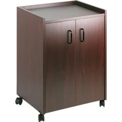 Safco® 2 Door Mobile Refreshment Center; 1 Shelf; 31"(H) X 23"(W) X 18"(D); Mahogany