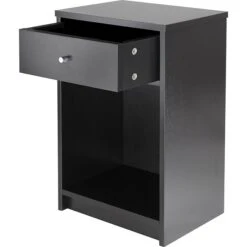 Winsome Squamish 23.82" X 15 3/4" X 12 1/2" Composite Wood Accent Table With 1 Drawer, Black