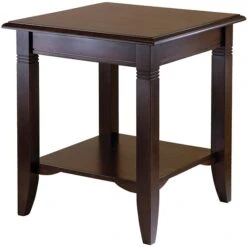 Winsome Nolan 21.97" X 20" X 20" Composite Wood End Table, Cappuccino