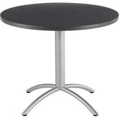 Iceberg CafeWorks 36" Round Cafe Table, Graphite/Silver, 30"H X 36"Diameter