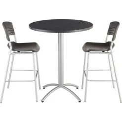 Iceberg CafeWorks 36" Round Bistro Table, Graphite/Silver, 42"H X 36"Diameter