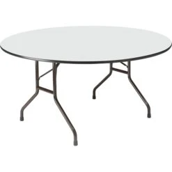 Iceberg Round Premium Wood Folding Table, Gray, 60"Diameter