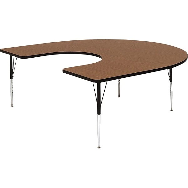 Correll® 60"D X 66"L Horseshoe Shaped Heavy Duty Activity Table; Walnut High Pressure Laminate Top