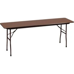 Correll® 18"D X 60"L Folding Table; Walnut Melamine Laminate Top