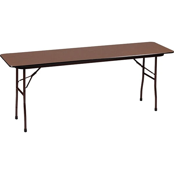 Correll® 18"D X 60"L Folding Table; Walnut Melamine Laminate Top