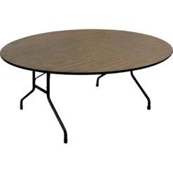 Correll® 48" Round Folding Table; Walnut Melamine Laminate Top