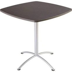 Iceberg ILand Square Edgeband Breakroom Table, Gray Walnut With Silver Base, 42"H X 42"W X 42"D