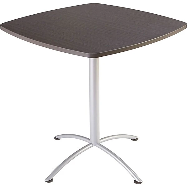 Iceberg ILand Square Edgeband Breakroom Table, Gray Walnut With Silver Base, 42"H X 42"W X 42"D