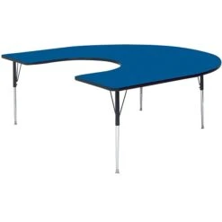 Correll® 60"D X 66"L Horseshoe Shaped Heavy Duty Activity Table; Blue High Pressure Laminate Top