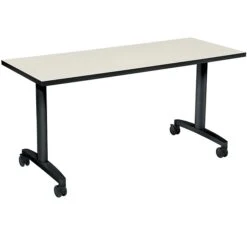 HON Huddle Table, Flip Base, Silver Mesh Laminate, 60"W