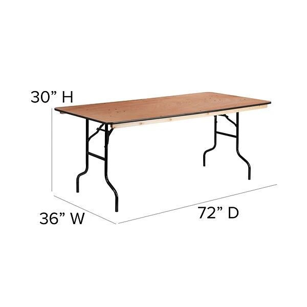Flash Furniture 36''x72'' Rectangular Wood Folding Banquet Table W/Clear-Coat Finished Top (XA3672P) - Image 6
