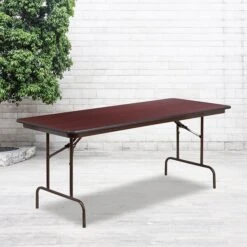 Flash Furniture 30''x72'' Rectangular Folding Banquet Table, Mahogany Melamine Laminate YT3072MELWAL