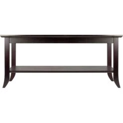 Winsome Genoa 18.03" X 40" X 22.28" Composite Wood Coffee Table With Glass Top, Dark Brown