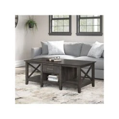 Bush Furniture Key West 47" X 24" Coffee Table, Dark Gray Hickory (KWT148GH-03)