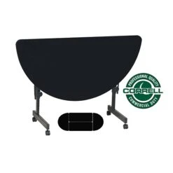 Correll 24"W X 48"L, Half-Round Adjustable Training Table Black Granite (FT2448HR)