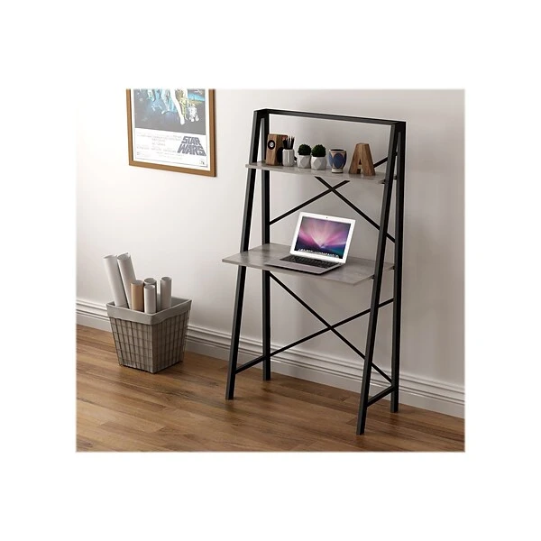 Homenations Folding Table, 31.5" X 16", Black/Brown (SH-OF-2662) - Image 3