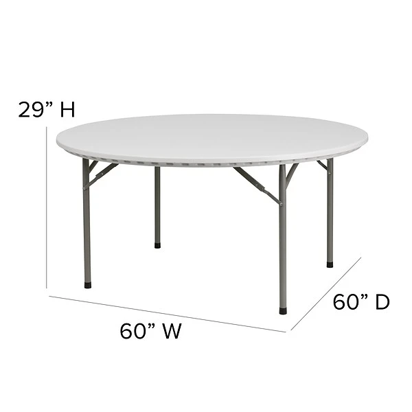 Flash Furniture 29"H X 60"L X 60"D Granite Plastic Folding Table, White - Image 5
