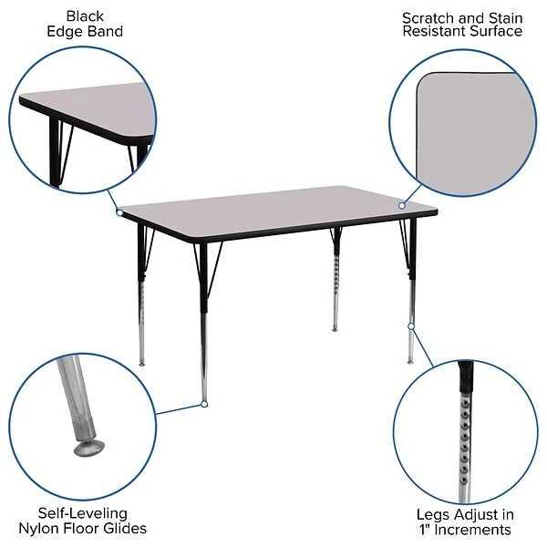 Flash Furniture Rectangle Activity Table, Gray (XUA2448RECGYTA) - Image 4