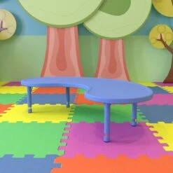 Flash Furniture Kidney Activity Table, 35" X 65", Height Adjustable, Blue (YUYCX04MOONTBBL)