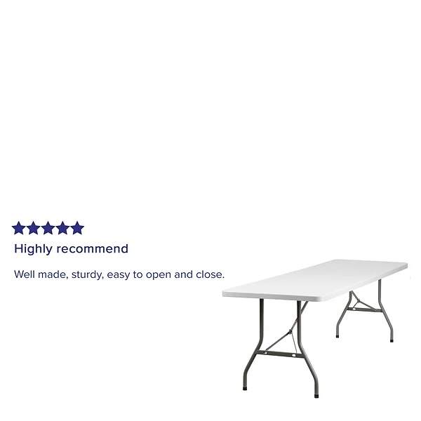 Flash Furniture 29"H X 96"L X 30"D Granite Plastic Folding Table, White - Image 3