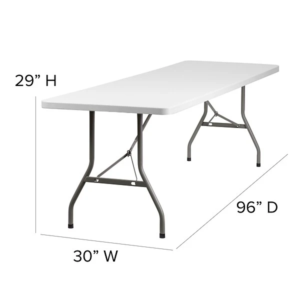 Flash Furniture 29"H X 96"L X 30"D Granite Plastic Folding Table, White - Image 6