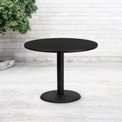 Flash Furniture 42'' Laminate Round Table Top, Black W/24'' Round Table-Height Base (XURD42BKTR24)