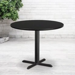 Flash Furniture 42'' Laminate Round Table Top, Black W/33'' X 33'' Table-Height Base (XURD42BKT3333)