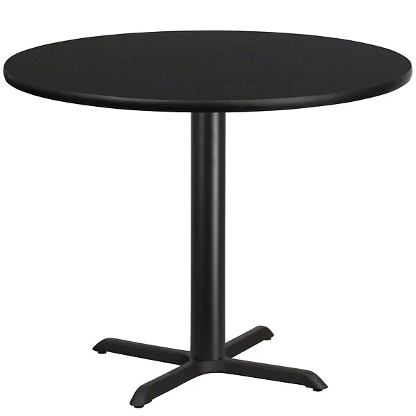 Flash Furniture 42'' Laminate Round Table Top, Black W/33'' X 33'' Table-Height Base (XURD42BKT3333) - Image 3