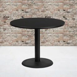 Flash Furniture 36'' Laminate Round Table Top, Black W/24'' Round Table-Height Base (XURD36BKTR24)
