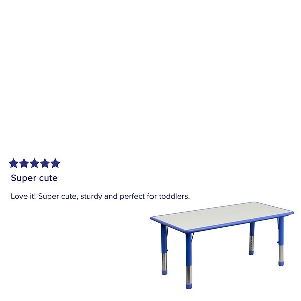 Flash Furniture Rectangular Activity Table, 23.63" X 47.25", Height Adjustable, Blue (YU060RECTBLBL) - Image 3